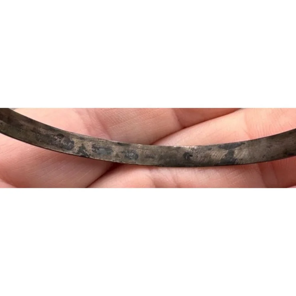 Antique Miniature Childs Silver Plated Floral Bangle Bracelet